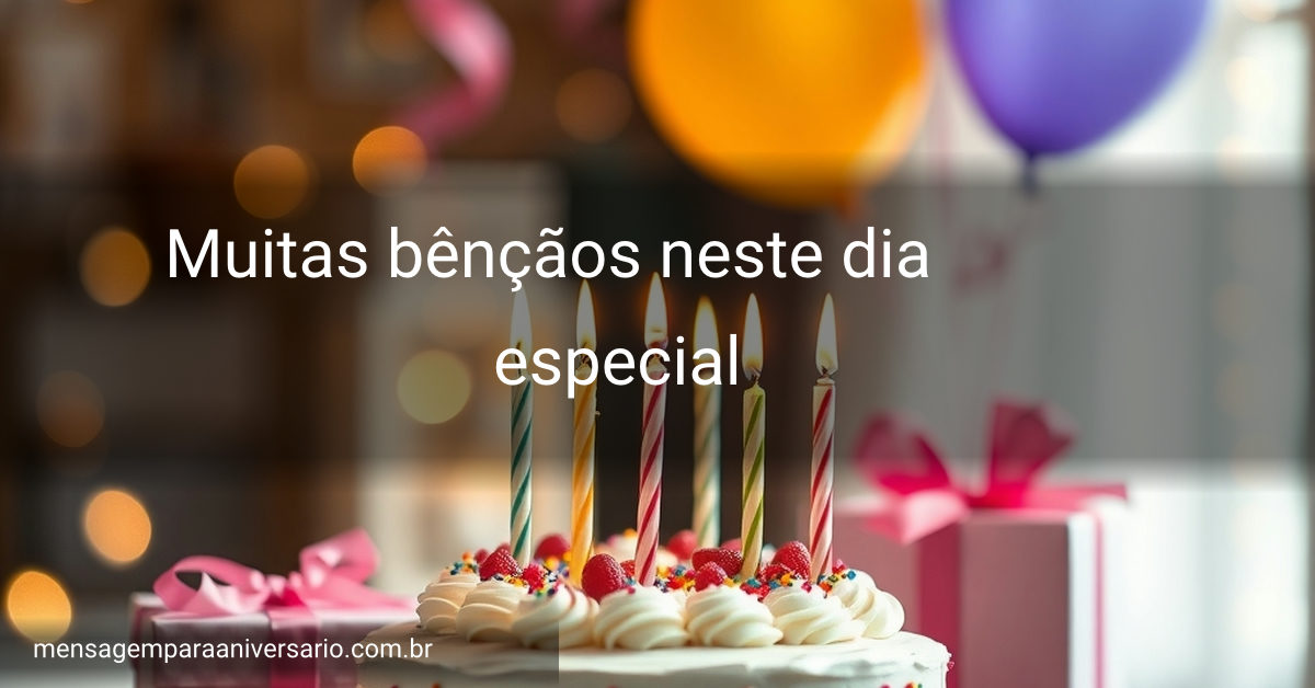 Uma cena festiva de aniversário com bolo, velas, balões e presentes.