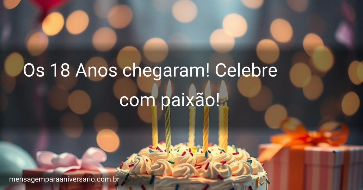 Cena vibrante de aniversário com um bolo elegante, velas brilhantes, balões alegres, confete colorido, presentes diversos e luzes bokeh criando uma atmosfera en
