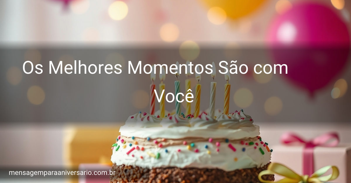 Cena festiva de aniversário com bolo, velas, balões e confete.