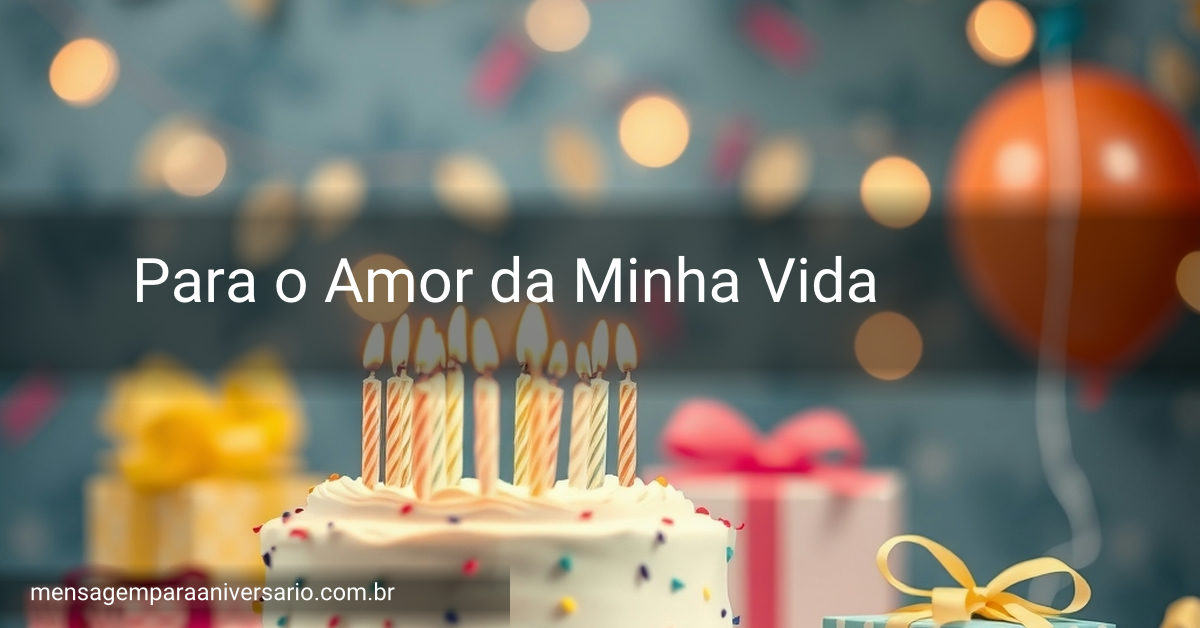 Cena festiva de aniversário com um bolo decorado, velas acesas, balões coloridos, confete e luzes desfocadas ao fundo.