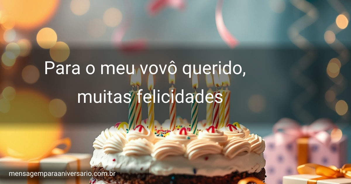 Cena festiva de aniversário com bolo, velas, balões, confetes e presentes.