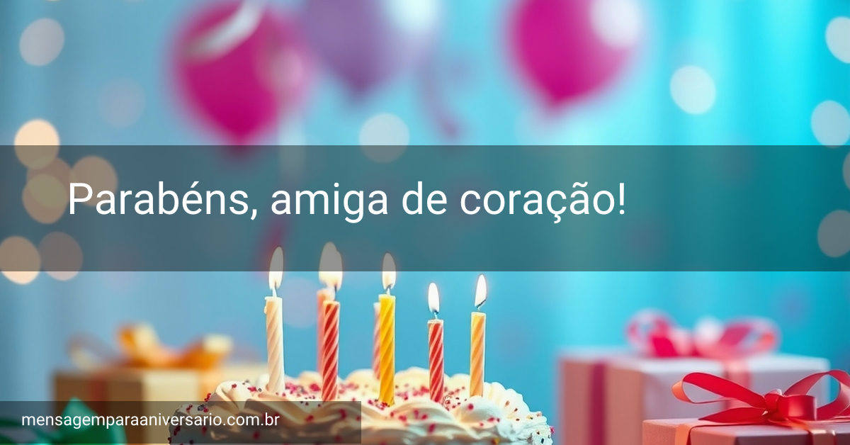 Mesa de aniversário decorada com um bolo, velas e presentes, rodeada por luzes cintilantes.