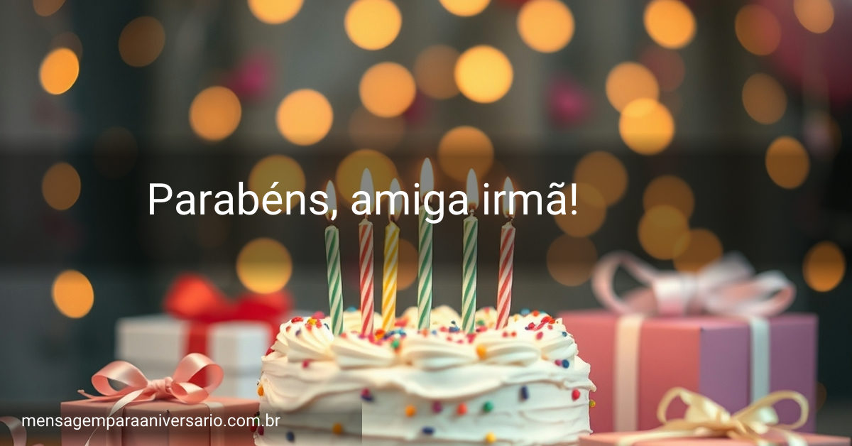 Cena festiva de aniversário com bolo, velas, balões, confete e presentes.