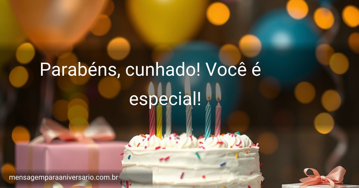 Cena festiva de aniversário com bolo, velas, balões, confetes e presentes.