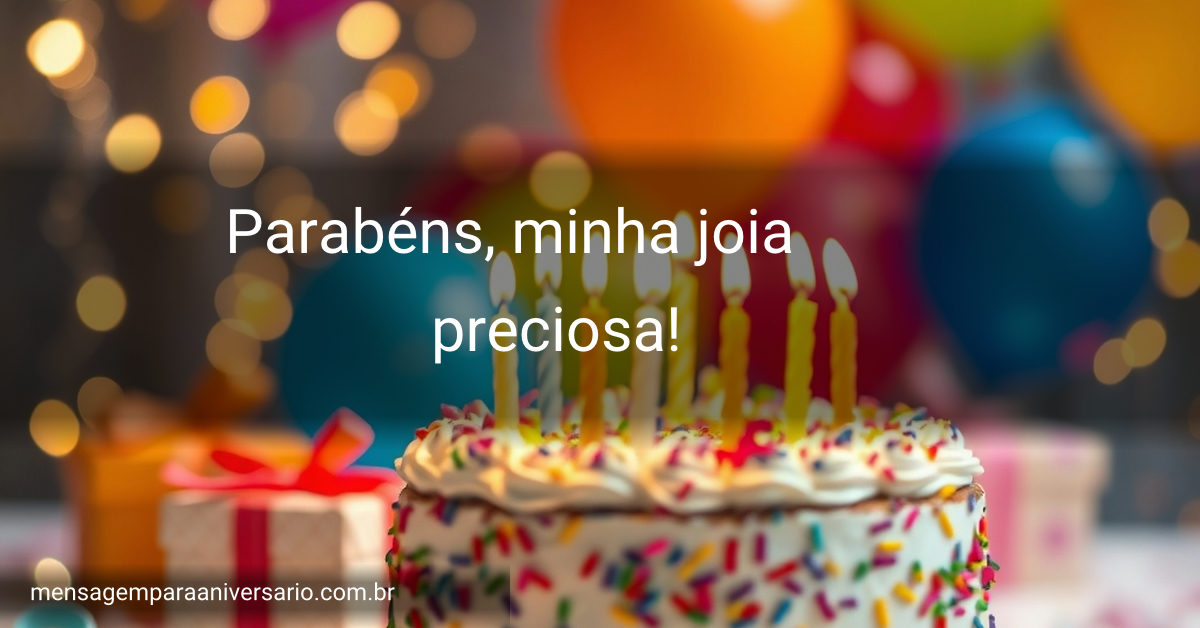 Cena festiva de aniversário com um bolo colorido, velas acesas, balões vibrantes, confetes e luzes brilhantes.