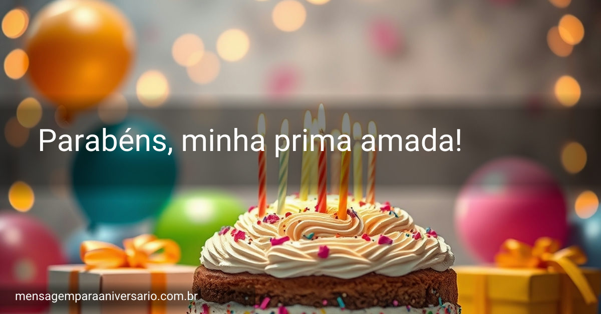 Cena festiva de aniversário com um bolo grande, velas acesas, balões coloridos, confete e luzes de fada em um fundo desfocado.