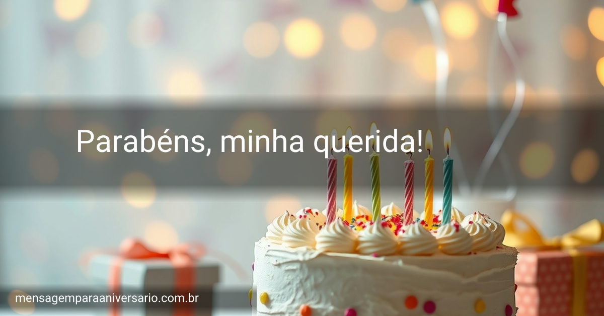 Cena festiva de aniversário com bolo, velas, balões, confete e luzes bokeh.