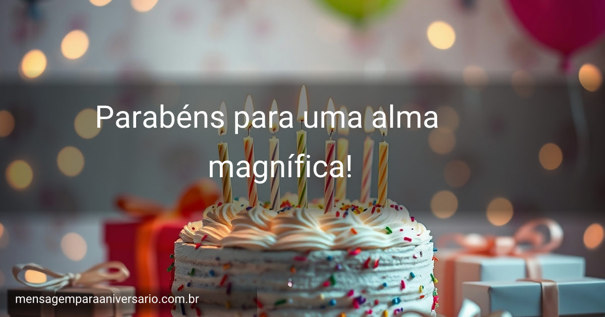 Ambiente de festa de aniversário com bolo decorado, velas, balões de diversas cores, confetes e presentes dispostos.