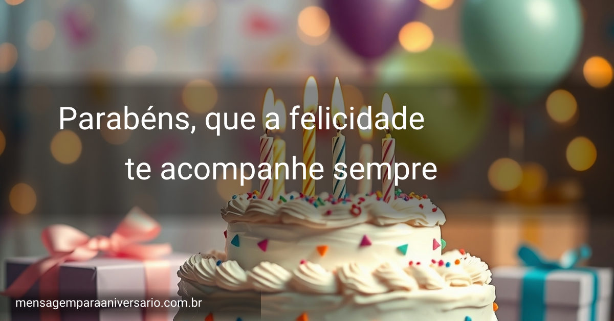 Uma cena festiva de aniversário com um bolo, velas, balões e confete, criando um ambiente alegre.