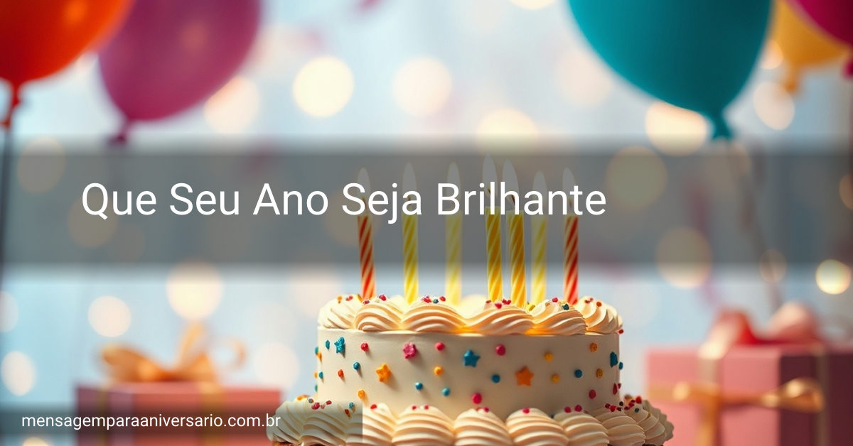 Cena festiva de aniversário com bolo, velas, balões e confete.