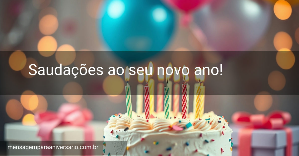 Uma decoração de aniversário vibrante com bolo, confetes e balões flutuantes.