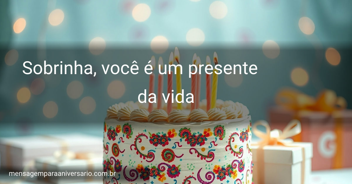 Cena festiva de aniversário com bolo, velas, balões, confete e presentes.