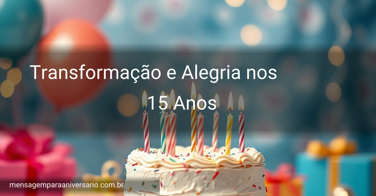 Uma cena festiva de aniversário com bolo, velas, balões e decoração colorida.