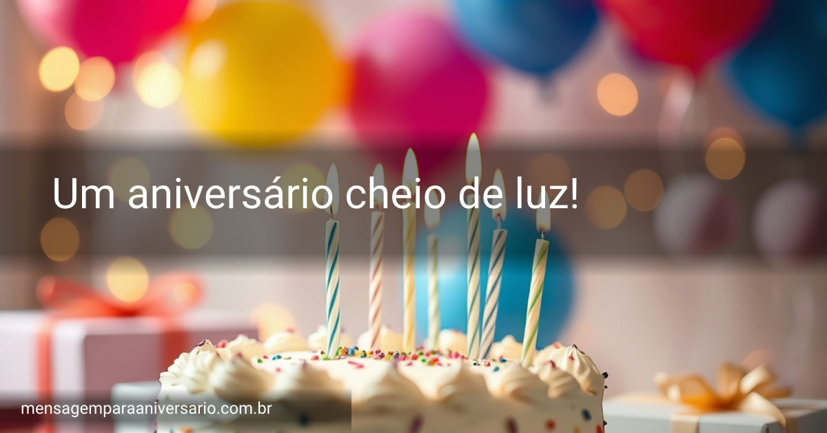 Cena festiva de aniversário com bolo, velas, balões, confete e luzes desfocadas.