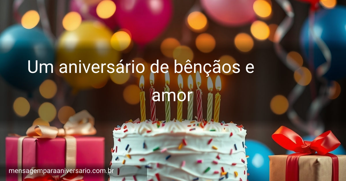 Uma mesa decorada com um bolo de aniversário, velas acesas, balões coloridos, confete espalhado e presentes variados.