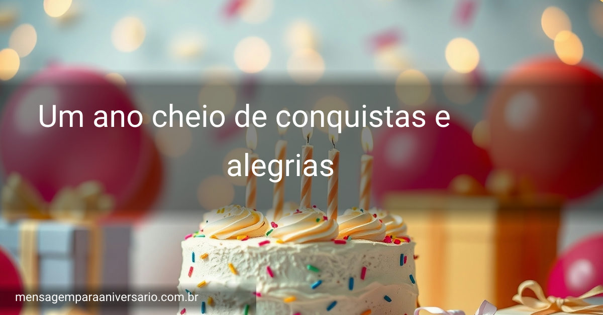 Cena festiva de aniversário com bolo, velas, balões coloridos, confete e luzes bokeh.