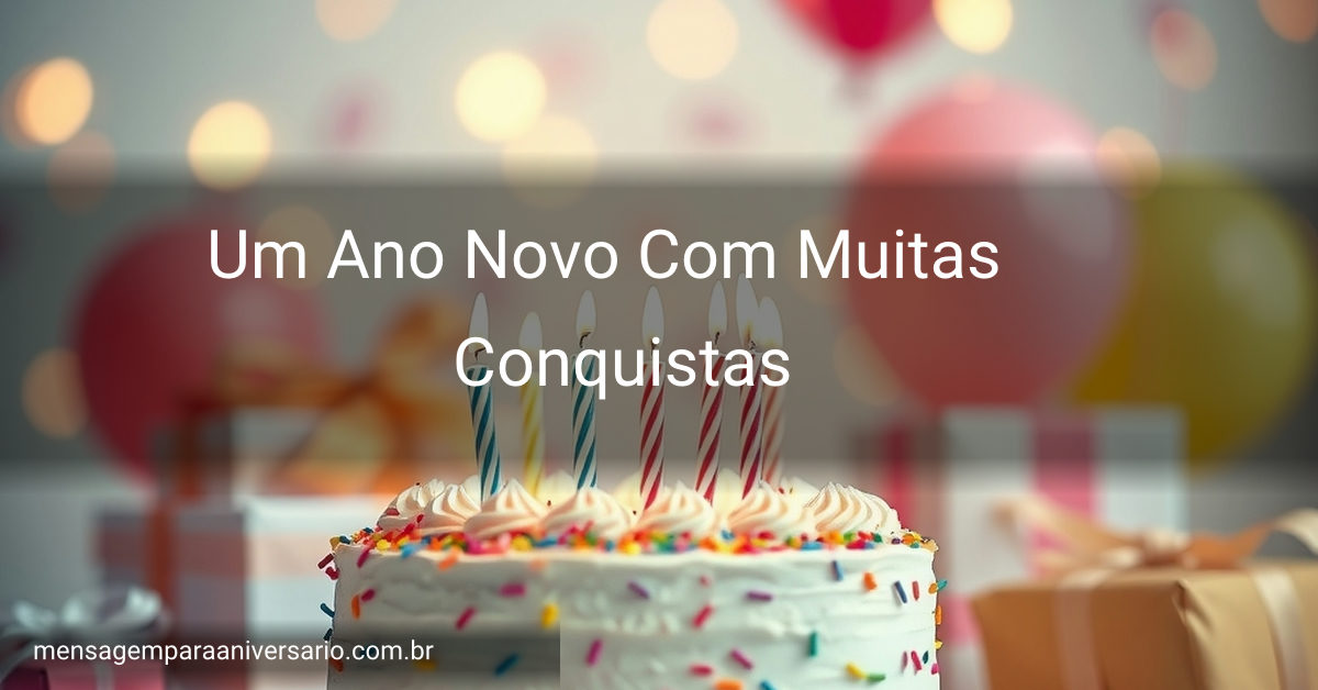 Uma vibrante cena festiva de aniversário com um bolo decorado, velas acesas, balões em cores vivas, confetes espalhados e luzes desfocadas.