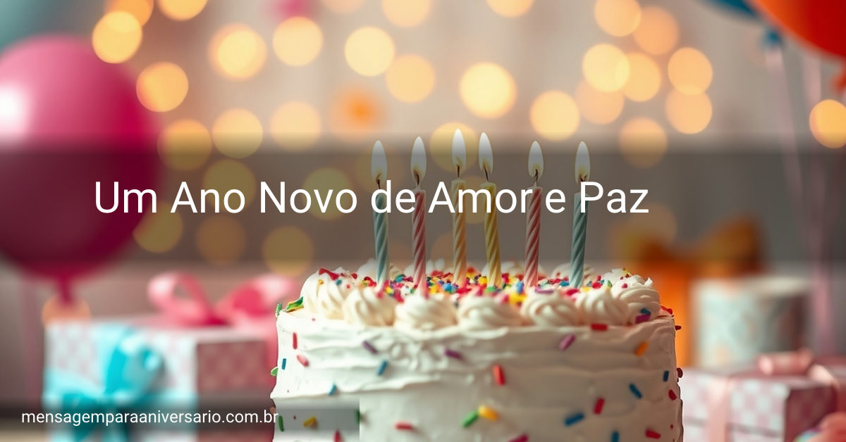 Cena festiva de aniversário com um bolo decorado, velas acesas, balões coloridos e confete, com luzes bokeh ao fundo.