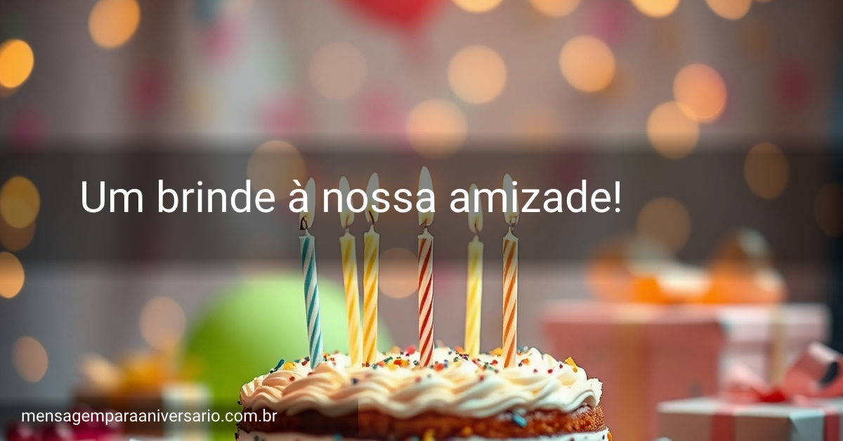 Cenário festivo de aniversário com bolo, velas, balões, confetes e presentes.