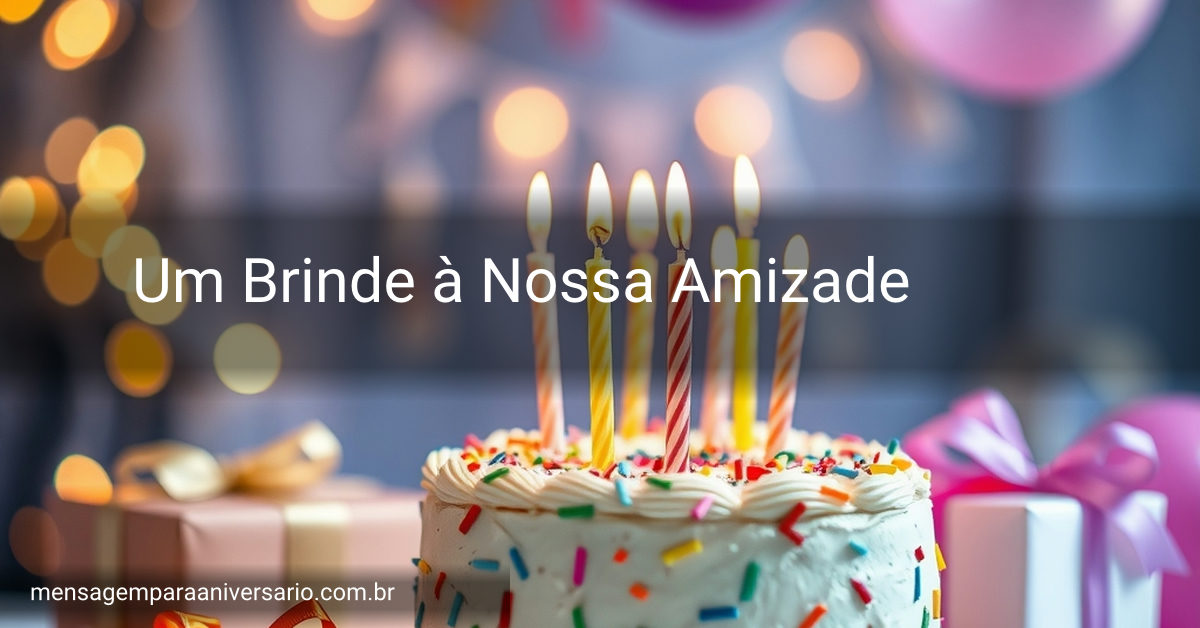 Uma cena festiva de aniversário com bolo colorido, velas acesas, balões, confete, presentes e luzes bokeh.