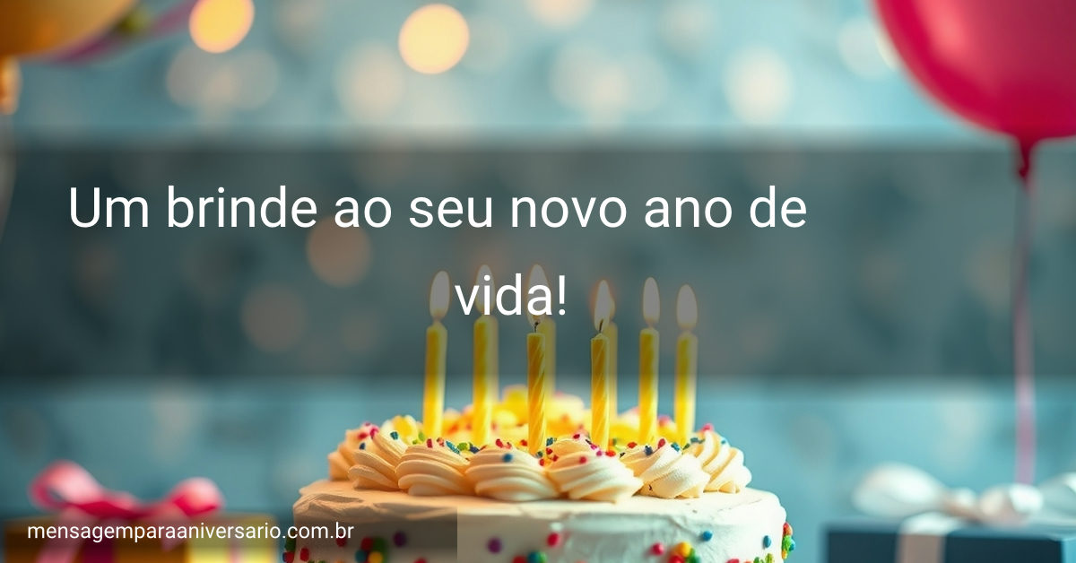 Cena festiva de aniversário com bolo, velas acesas, balões coloridos e confete, com luzes desfocadas ao fundo.