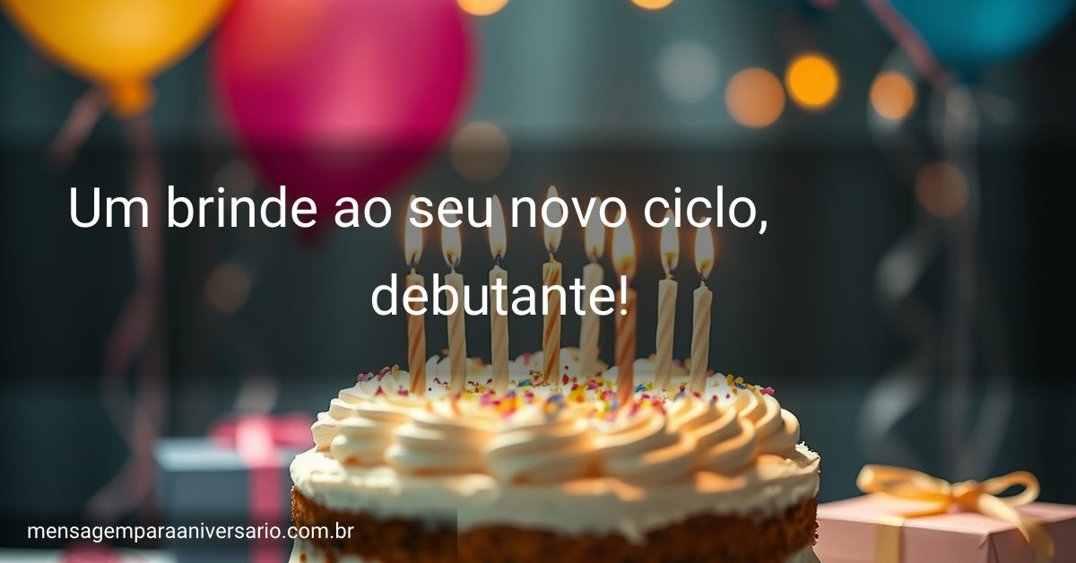 Cena festiva de aniversário com um bolo bonito, velas, balões coloridos, confete e luzes bokeh.