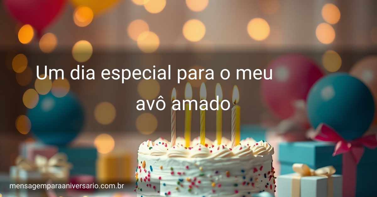 Cena festiva de aniversário com bolo, velas, balões, confete e presentes.