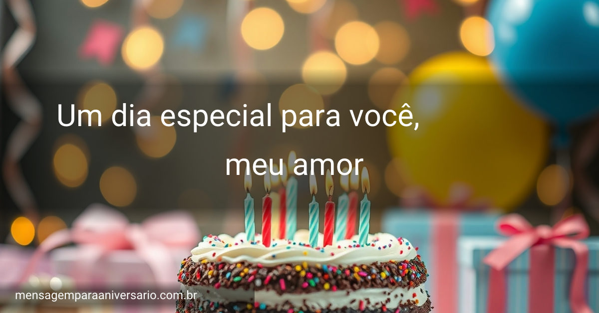 Cena festiva de aniversário com bolo, velas, balões, confetes e luzes desfocadas.