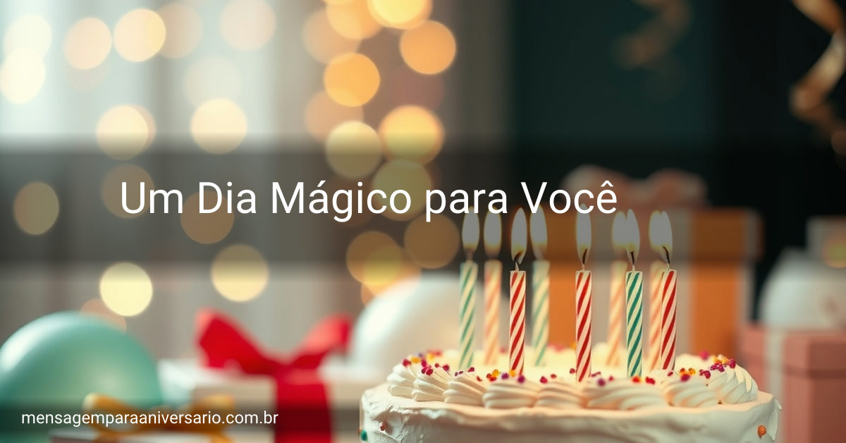 Cena festiva de aniversário com bolo, velas acesas, balões e confetes coloridos.