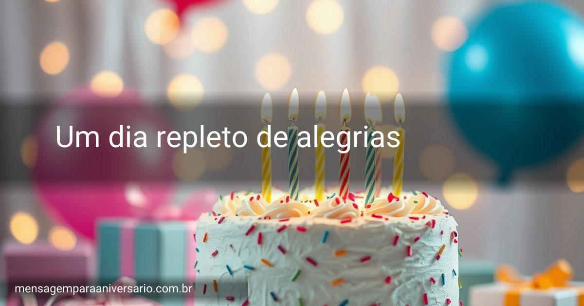 Uma cena festiva de aniversário com um bolo, velas, balões, confetes, presentes e luzes bokeh.