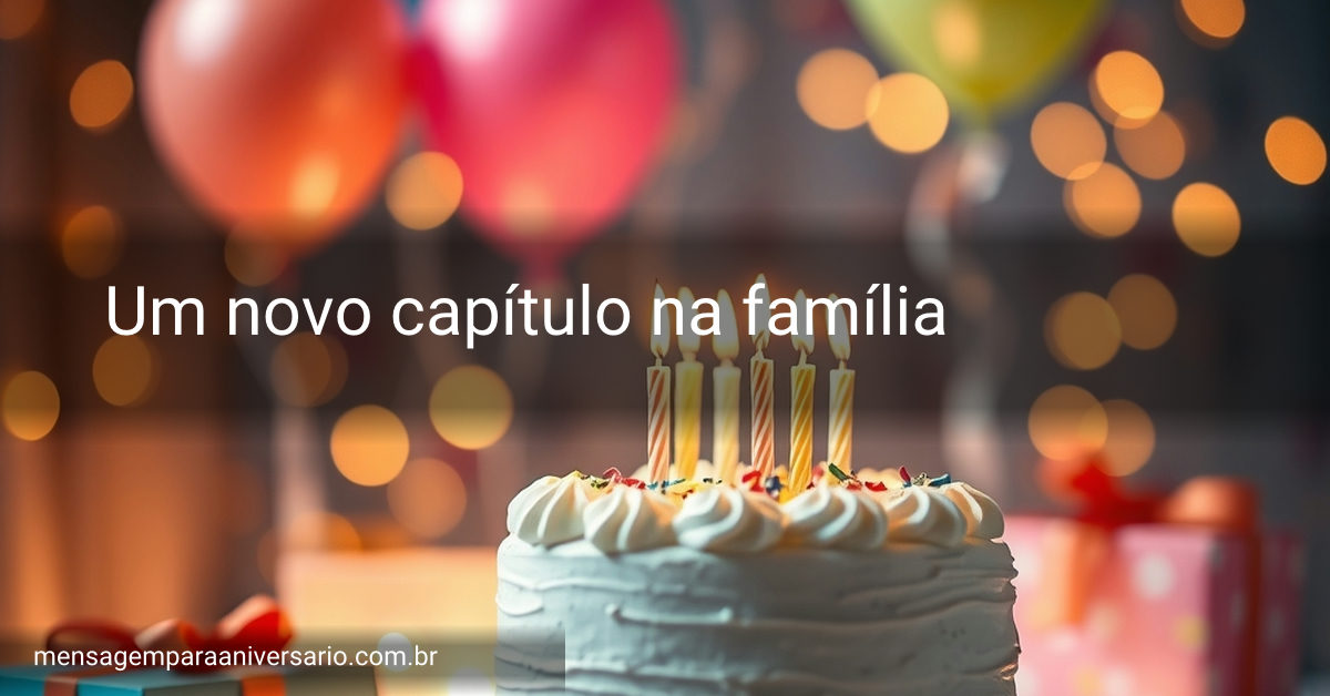 Cenário festivo com um bolo de aniversário sofisticado, balões alegres e luzes brilhantes, criando um ambiente acolhedor de celebração.
