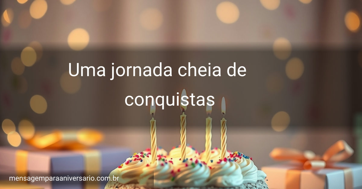 Cena festiva de aniversário com bolo, velas, balões, confete e presentes.
