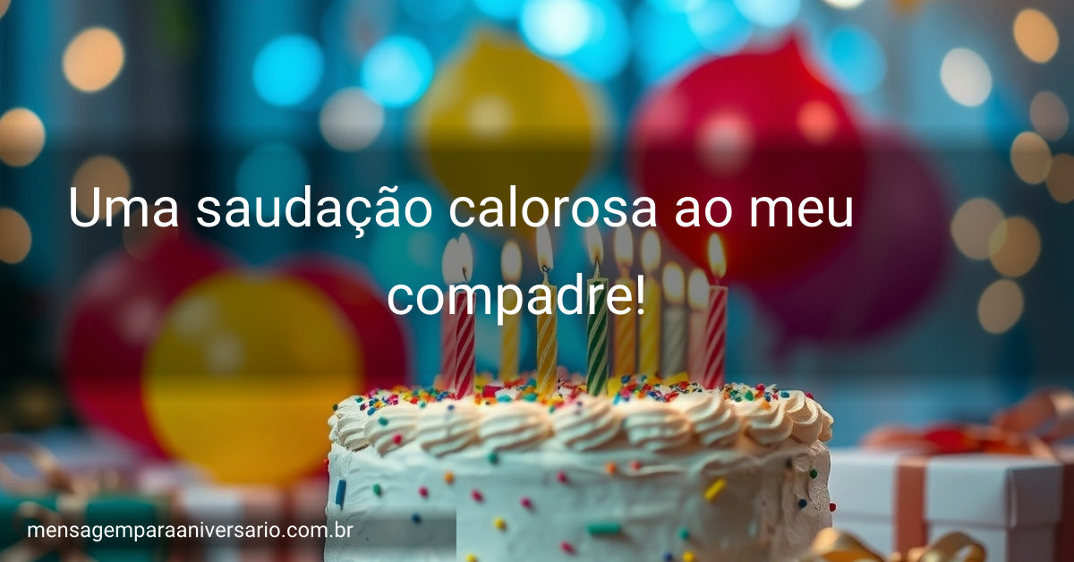 Uma cena festiva de aniversário com bolo colorido, velas acesas, balões, confete e luzes desfocadas.