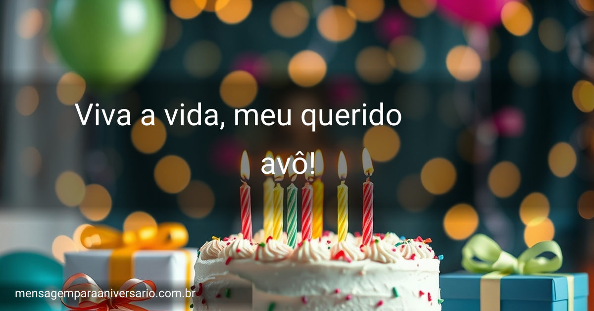 Cena festiva de aniversário com bolo, velas, balões, confetes e presentes.
