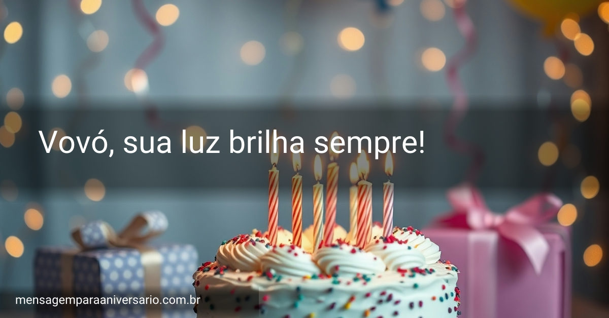 Uma cena festiva de aniversário com um bolo decorado, balões coloridos, confetes brilhantes e luzes cintilantes.